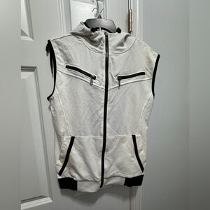 H2H men’s zip up sleeveless hoodie vest NWT white/ black